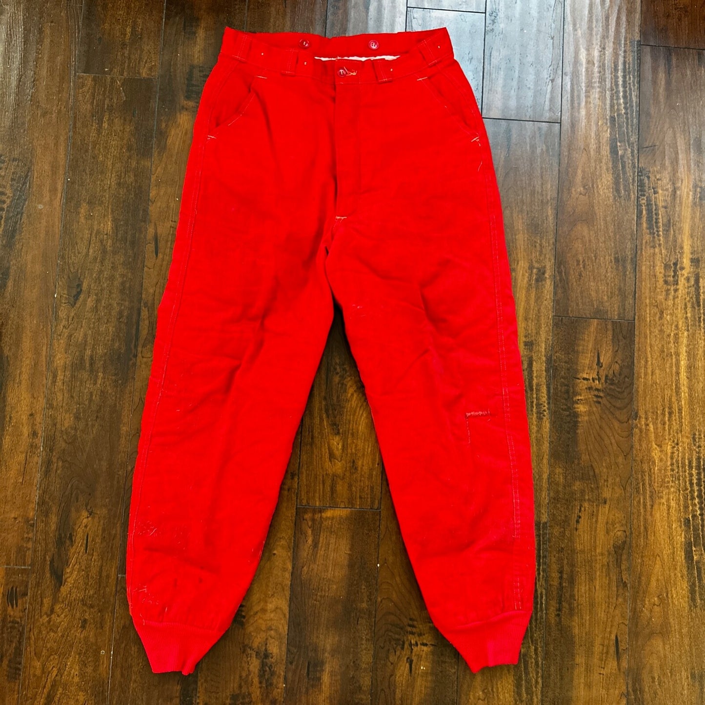 VTG Buckleback Red Layer Pants Mens Red Quilted Rockabilly 60s 70s Winter