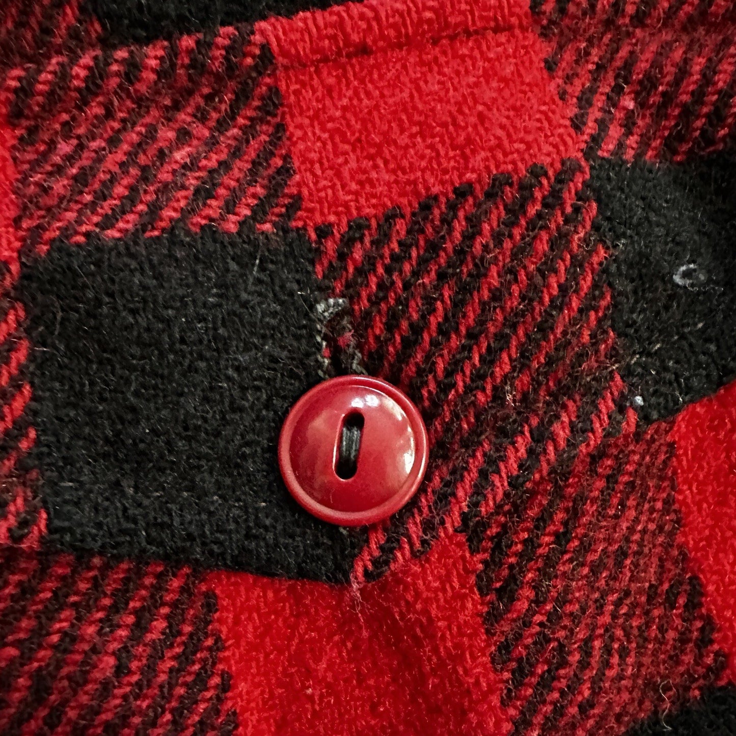 1950's vtg Buffalo Plaid Flannel L/S Jac Over Shirt Med Red Black 50s 60s Worn