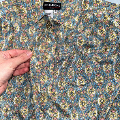 Notations Petite Shirt Womens Petite 6 Crazy Print Collared Button Down VTG