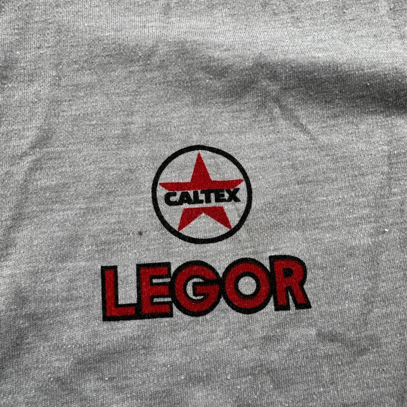 Legor Caltex VTG T Shirt Service Station PDX Portland Oregon Grey Single Stitch