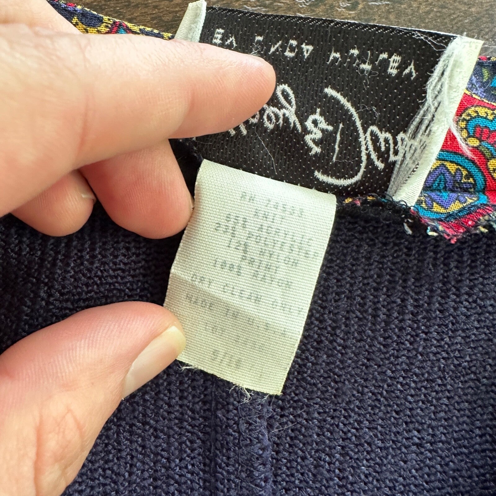 Jeffrey and Dara by Linda Hutley Knit Blazer Paisley VTG Navy Cardigan 90s