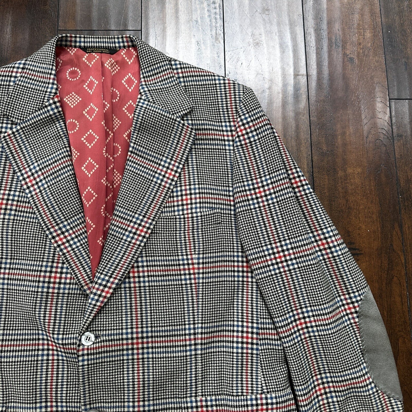 1960s 1970s Gray Cashemere Sport Jacket VTG Mens Suit 46 Rockabilly Stripe Plaid