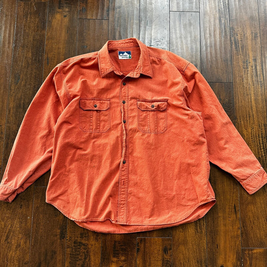 Northwest Winter Weight Size 2XL L/S Orange/Red Chamois Shirt Hiking VTG 90s