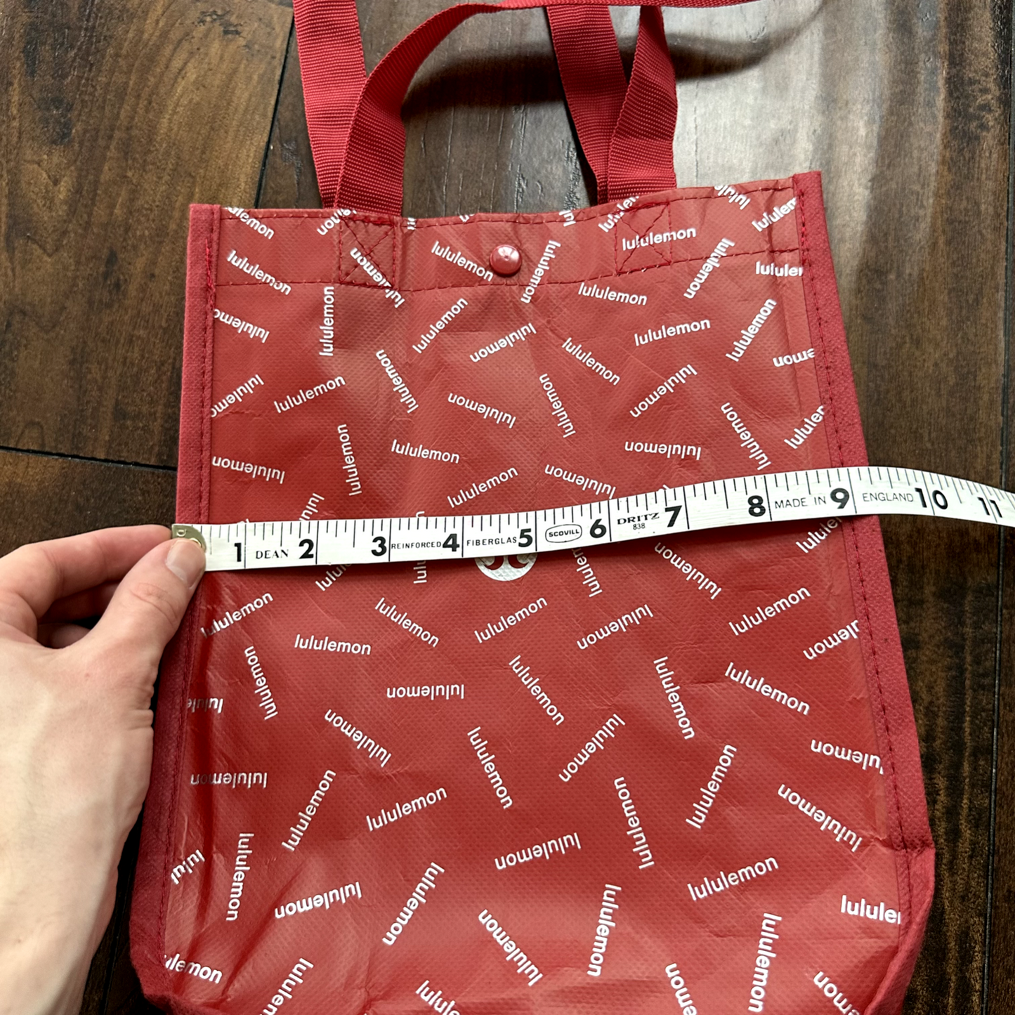 Lululemon Friends Reusable Bag Tote Small Snap Closure Shopping Cute Yoga Red