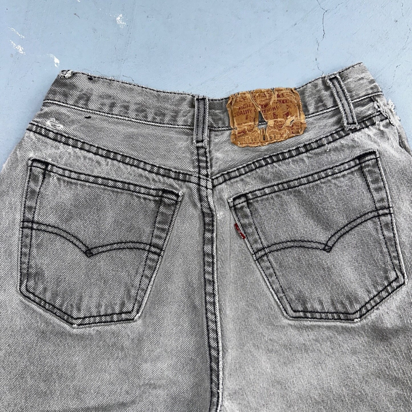 Levis 501 Vintage 90s USA XX Straight Leg Jeans Black Faded Grey Wash Act 25x30