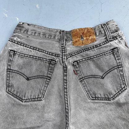 Levis 501 Vintage 90s USA XX Straight Leg Jeans Black Faded Grey Wash Act 25x30