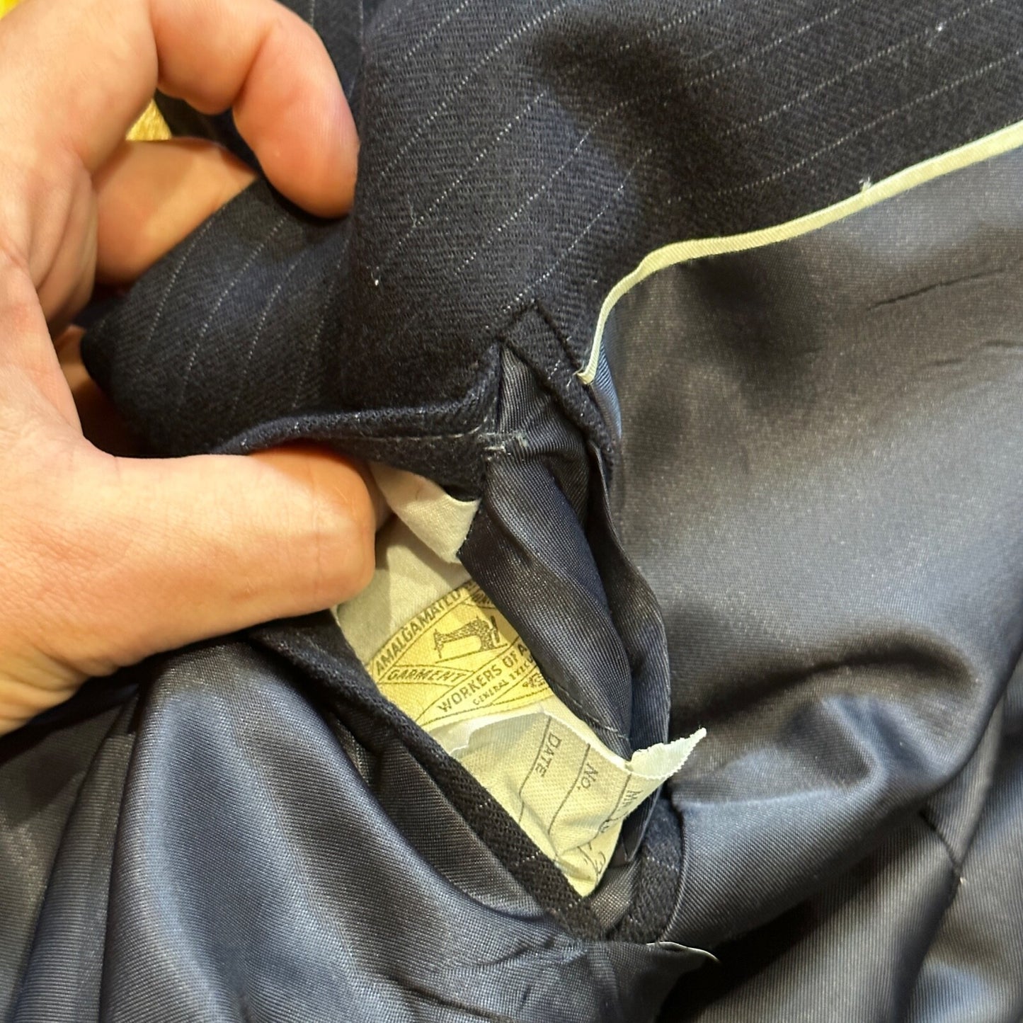 1960s 1970s Navy USA Sport Jacket VTG Mens Suit 46 Rockabilly Stripe Plaid