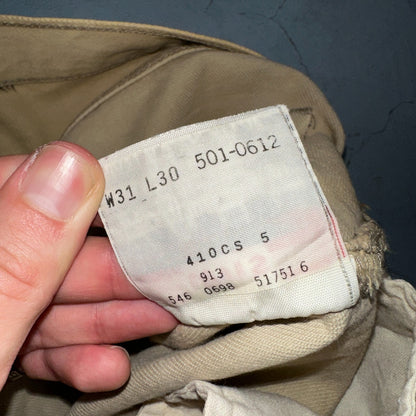 Levis 501 Vintage 90s USA XX Straight Leg Jeans Khaki Light Wash 31x30 Act 31x29