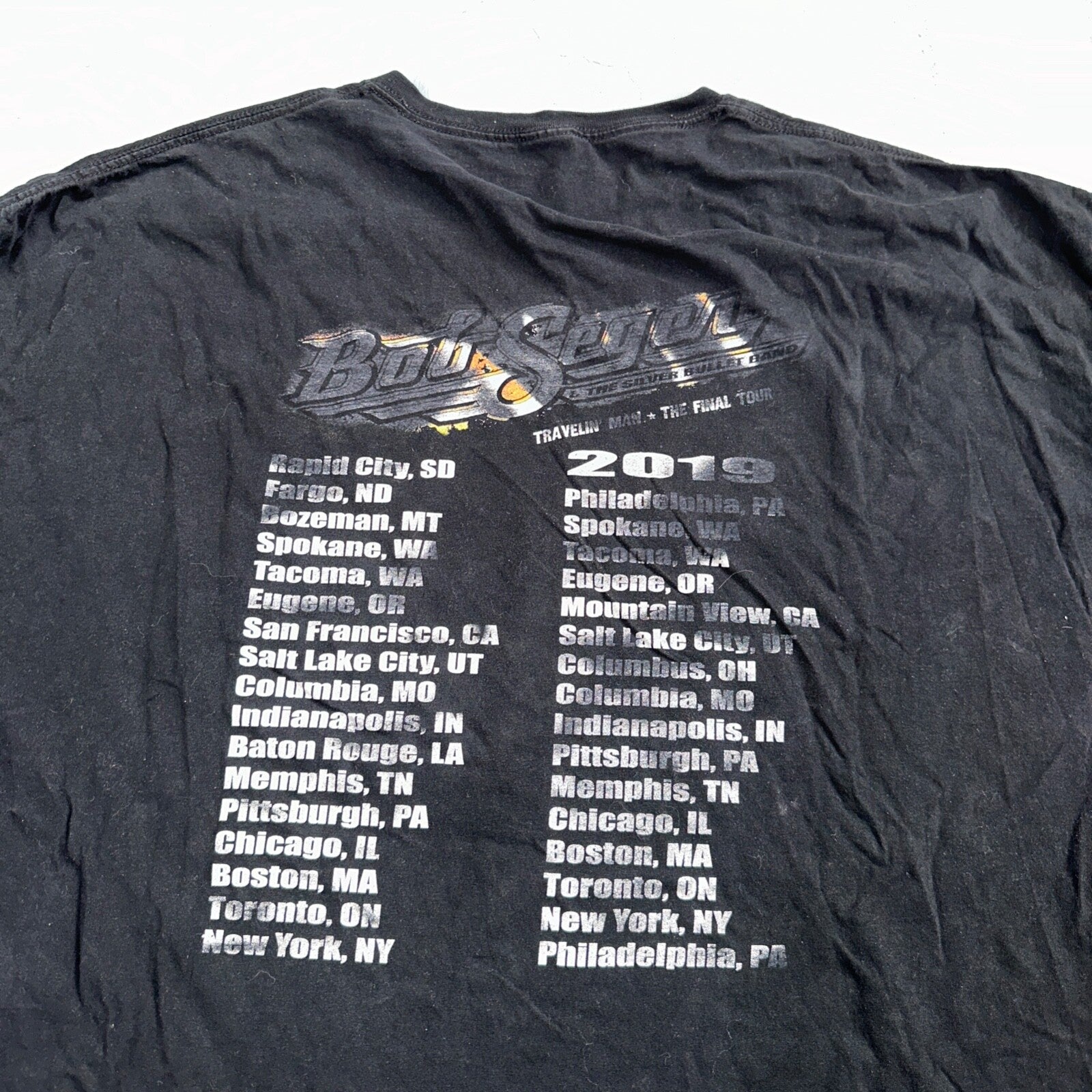 Bob Segen Final Tour VTG T Shirt 2019 Worn Cool Fade Big Size Black Rock N Roll
