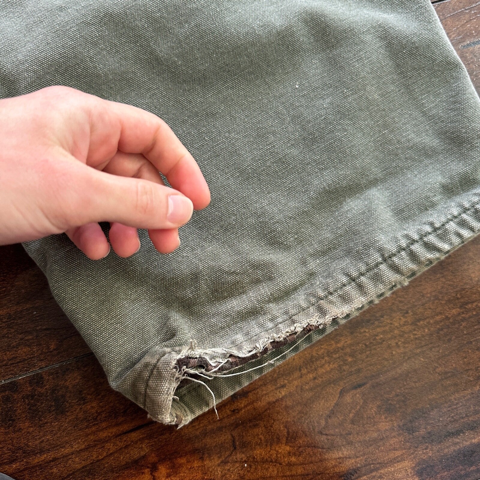 Carhartt Pants Men's 42X30 Flannel Lined Washed Duck VTG Fit B111-MOS Green