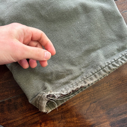 Carhartt Pants Men's 42X30 Flannel Lined Washed Duck VTG Fit B111-MOS Green