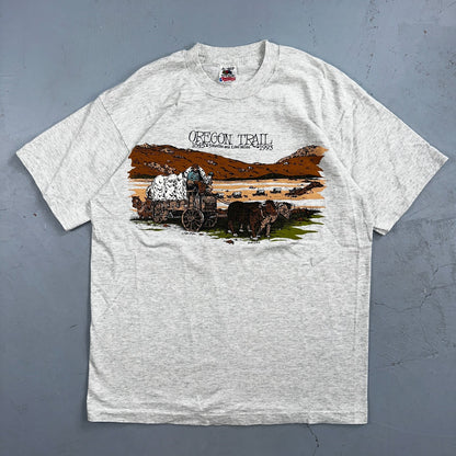 Oregon Trail 90s VTG T Shirt 1993 Gray Single Stitch Travel USA Sunset Rare