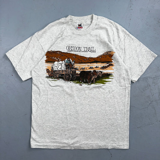 Oregon Trail 90s VTG T Shirt 1993 Gray Single Stitch Travel USA Sunset Rare