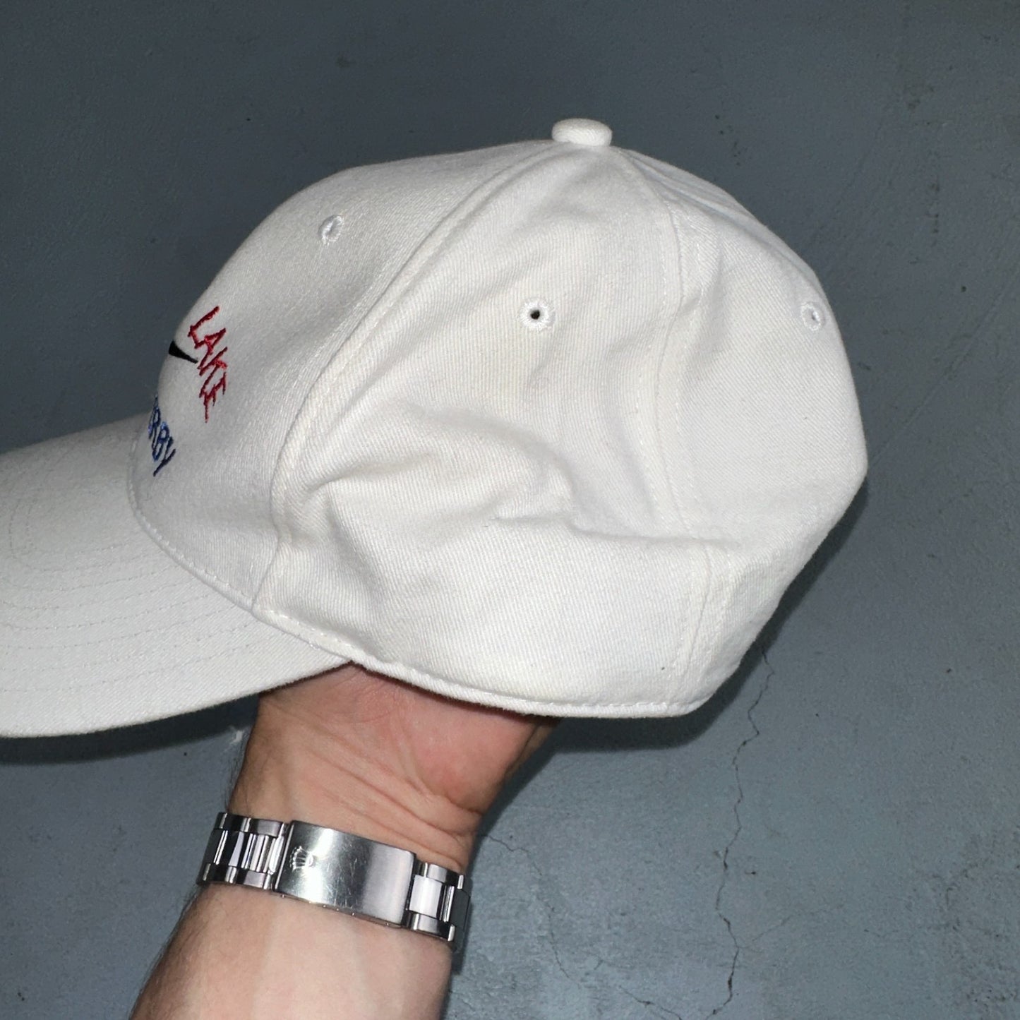Vintage 2002 Nike Detroit Lake Fishing Derby Hat NWT White Cap Swoosh RARE USA