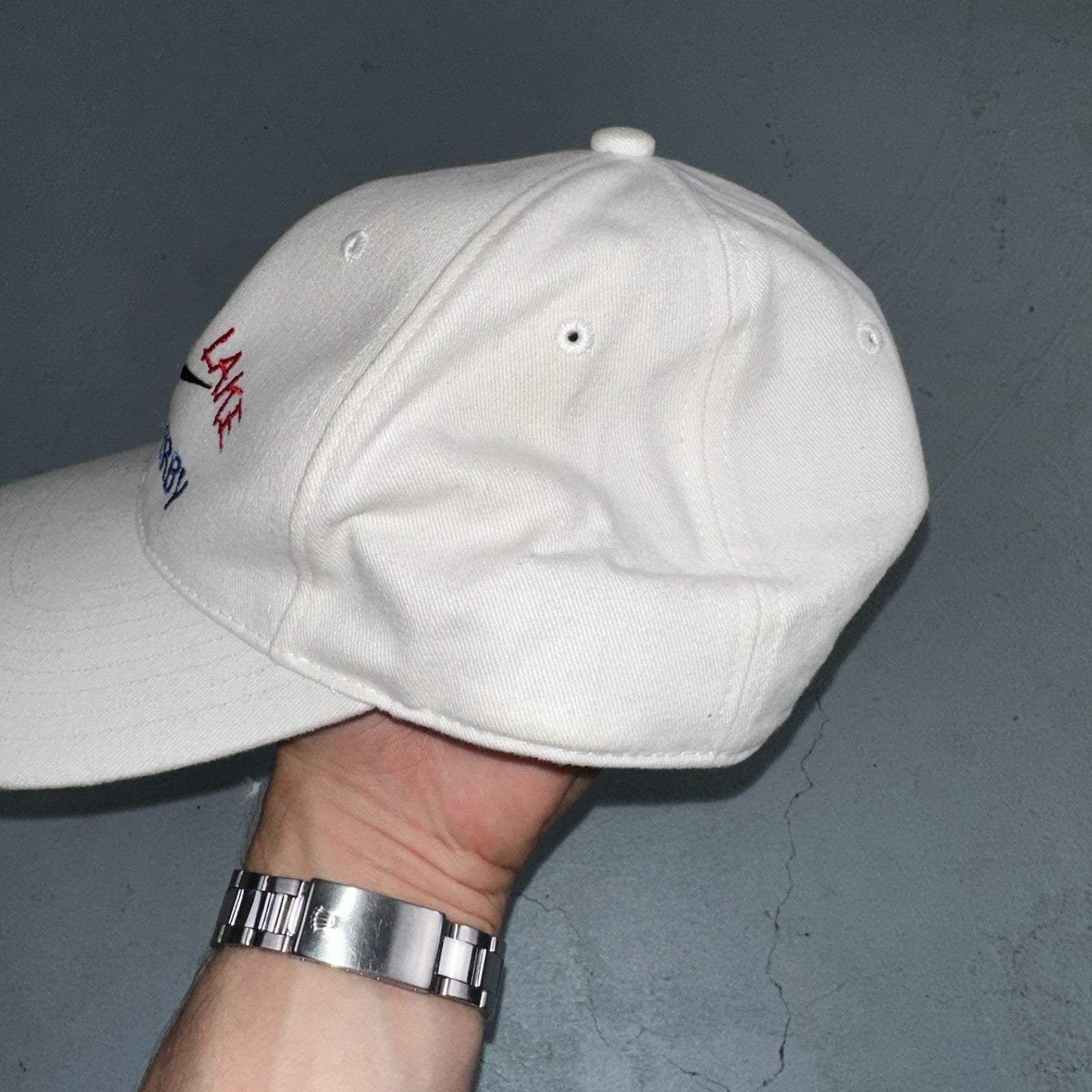 Vintage 2002 Nike Detroit Lake Fishing Derby Hat NWT White Cap Swoosh RARE USA