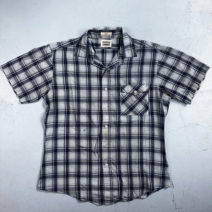 Levis VTG 1980s Pearl Snap Button Shirt Mens L Plaid 80s Cowboy Shirt Korea SS