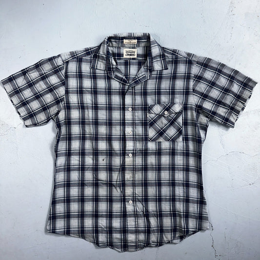 Levis VTG 1980s Pearl Snap Button Shirt Mens L Plaid 80s Cowboy Shirt Korea SS