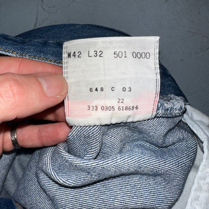 Levis 501 Vintage Y2K XX Straight Leg Jeans Blue Med Wash 42x32 Act 39x28