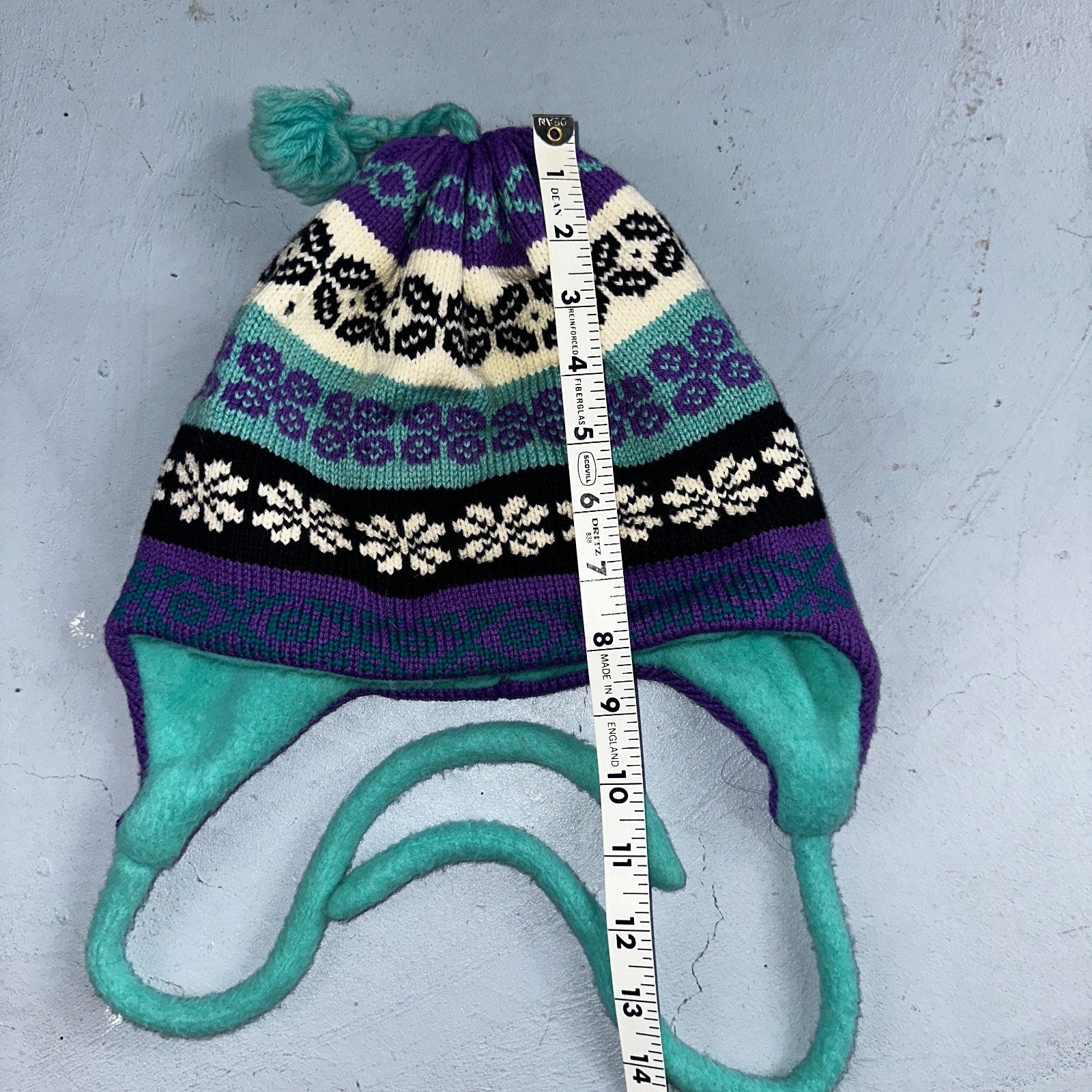 Vintage Turtle Fur Winter Beanie Hat Made in USA Wool Lined Snowflake Earflap