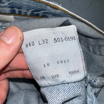 Levis 501 Vintage 90s Mexico Straight Leg Jeans 40x32 Y2K Light Wash Act 38x30