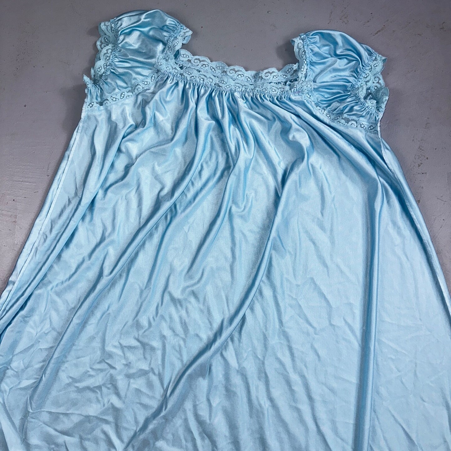 Vintage 1970s Olga Lingerie Slip Dress Sleepwear Full Sweep Nightgown Lace 70s