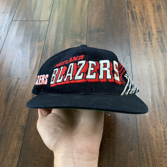 Vintage 90s Portland Trail Blazers Logo Athletic Diamond SnapBack Hat Cap NBA