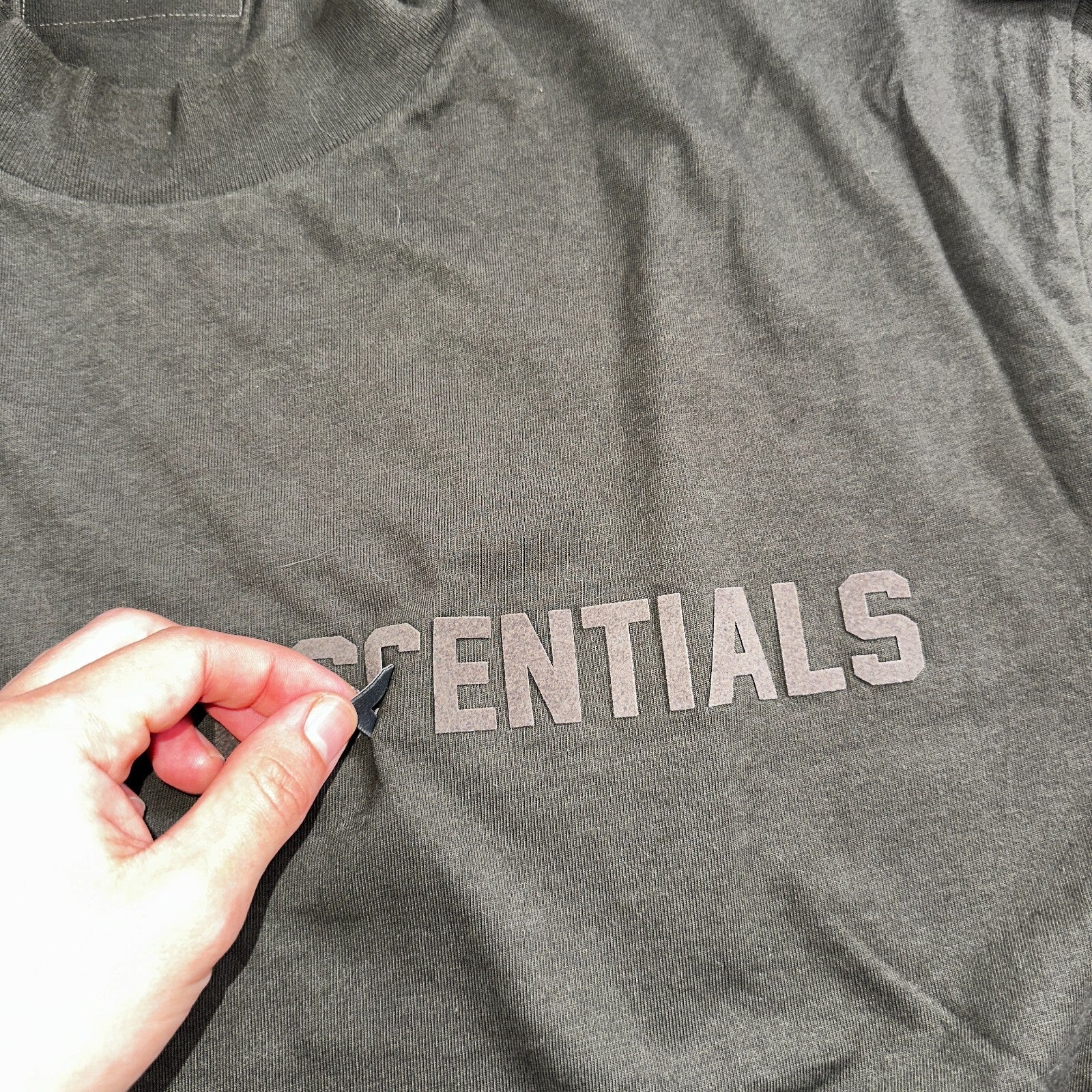 Essentials Fear Of God Brown Puff Print Logo Spell Our Men’s T Shirt XL Boxy