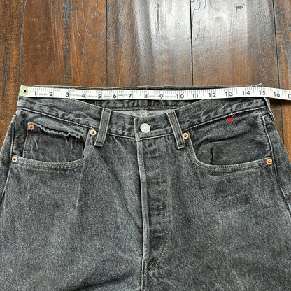 VTG 90s Levis 501 Button Fly 32x34 USA Tag Jeans Black Wash XX Act 30x32