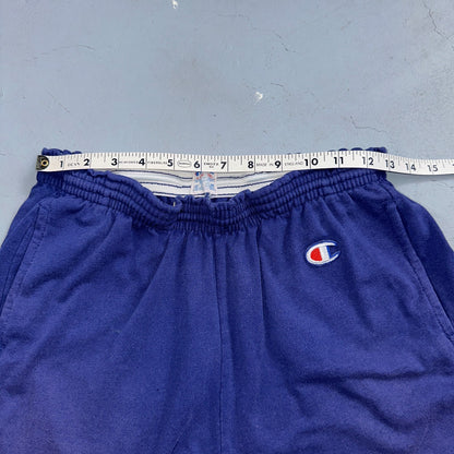 Champion VTG USA 80s Sweat Gym Shorts Large Navy Blue Faded Reverse Weave 1980s