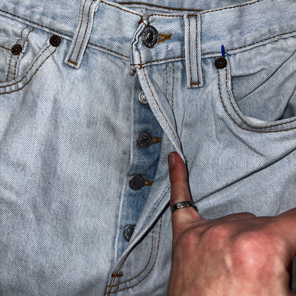 Levis 501 Vintage 90s USA XX Straight Leg Jeans Blue Light Wash 32x34 Act 29x26