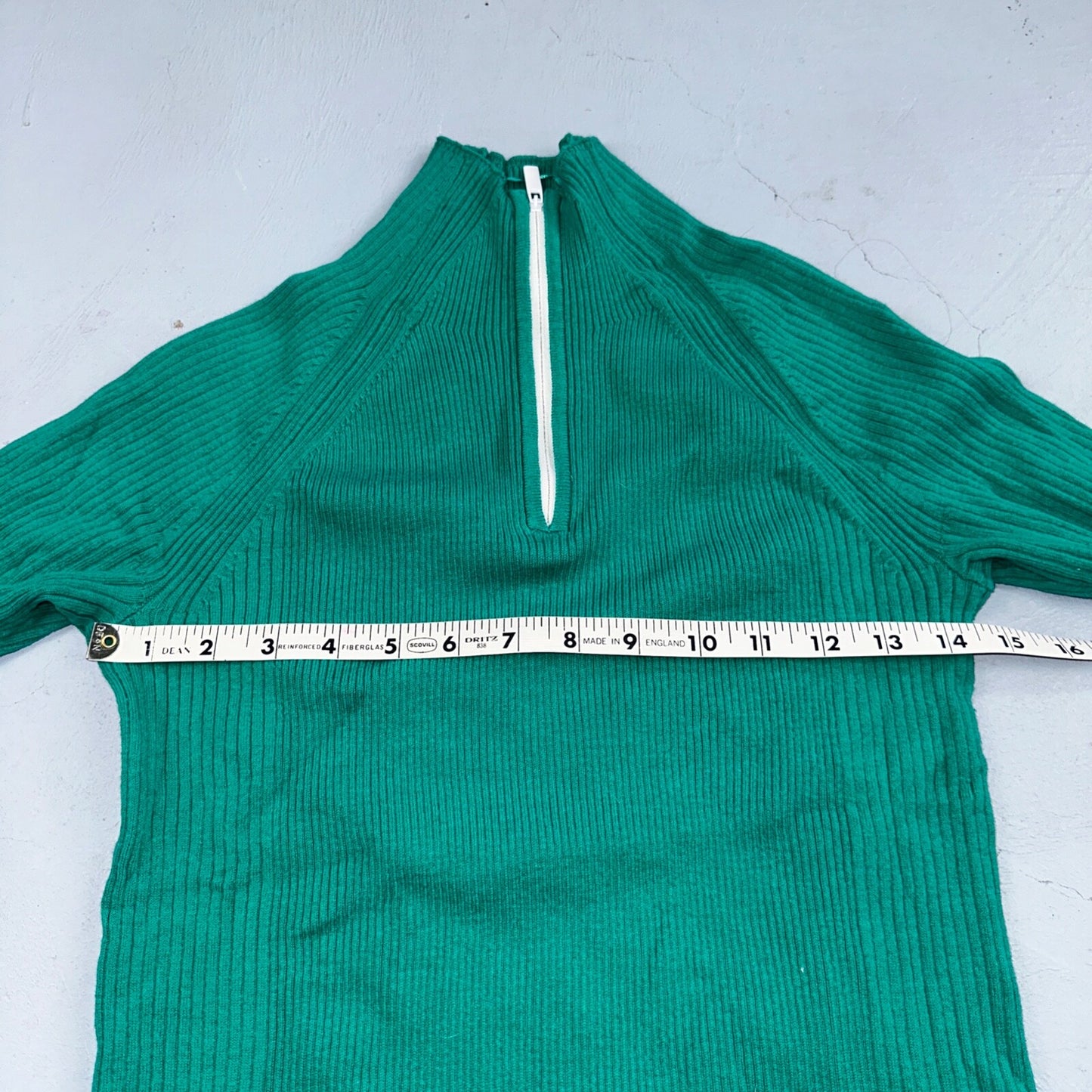 Prologue Womens XS Sweater Green Cozy Knit Pullover Mid Sleeve High Bleach