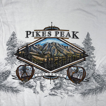 Pikes Peak Colorado Travel Anvil 90s VTG T Shirt Single Stitch Trees Explore