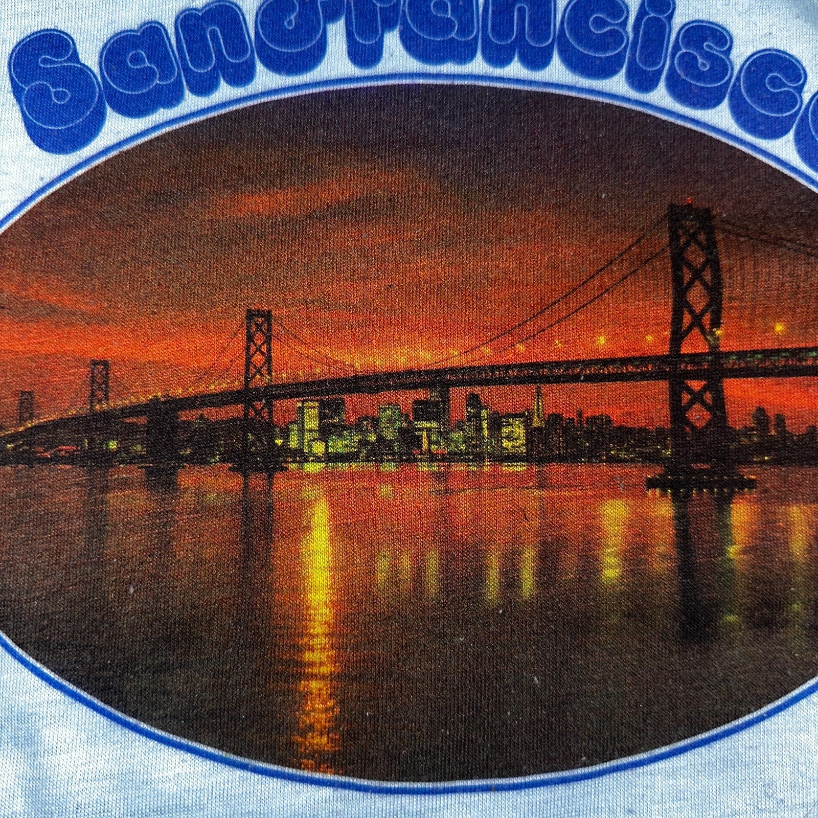 San Francisco Photo 1970s VTG T Shirt 70s Bridge USA Spruce Mayo Rare Rockabilly