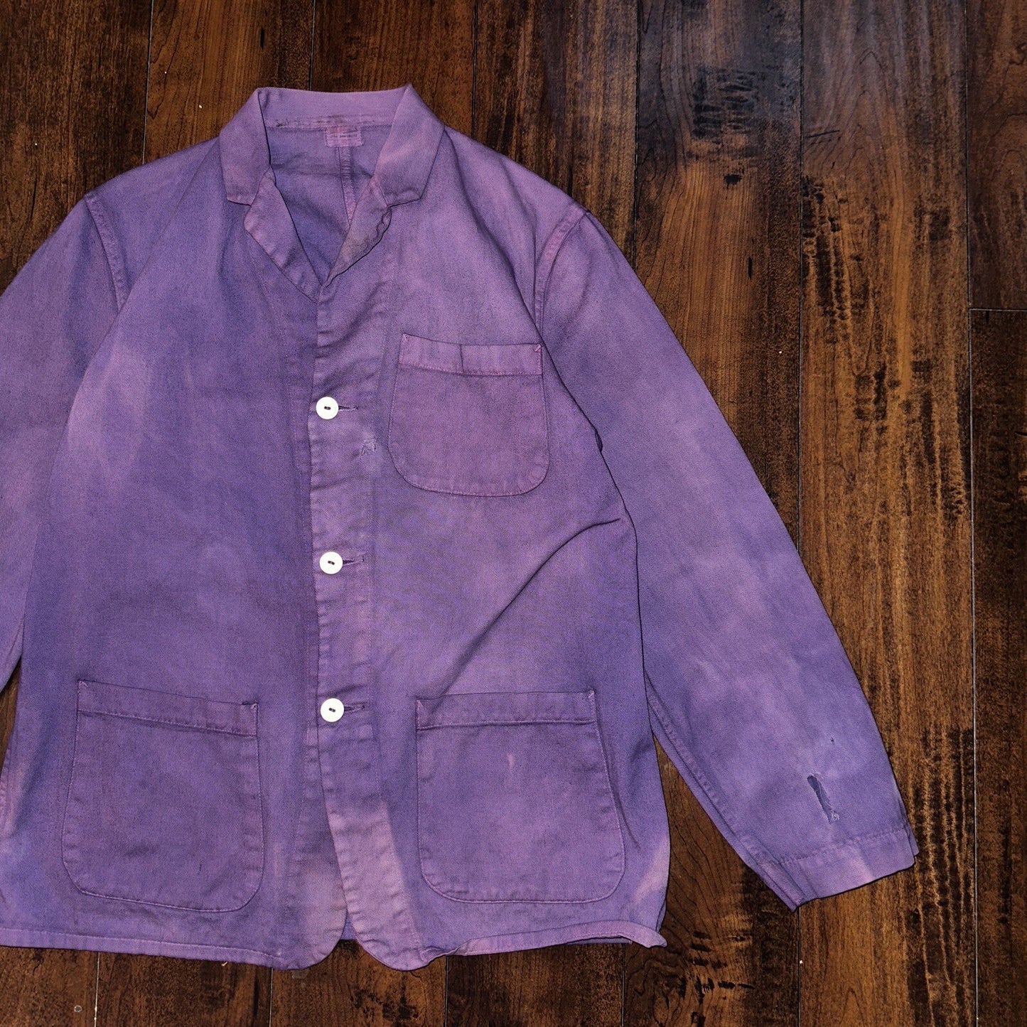 VTG 1940s 50s Overcoat Overdye Purple Jacket Rockabilly Pos WWII Chore Work Coat