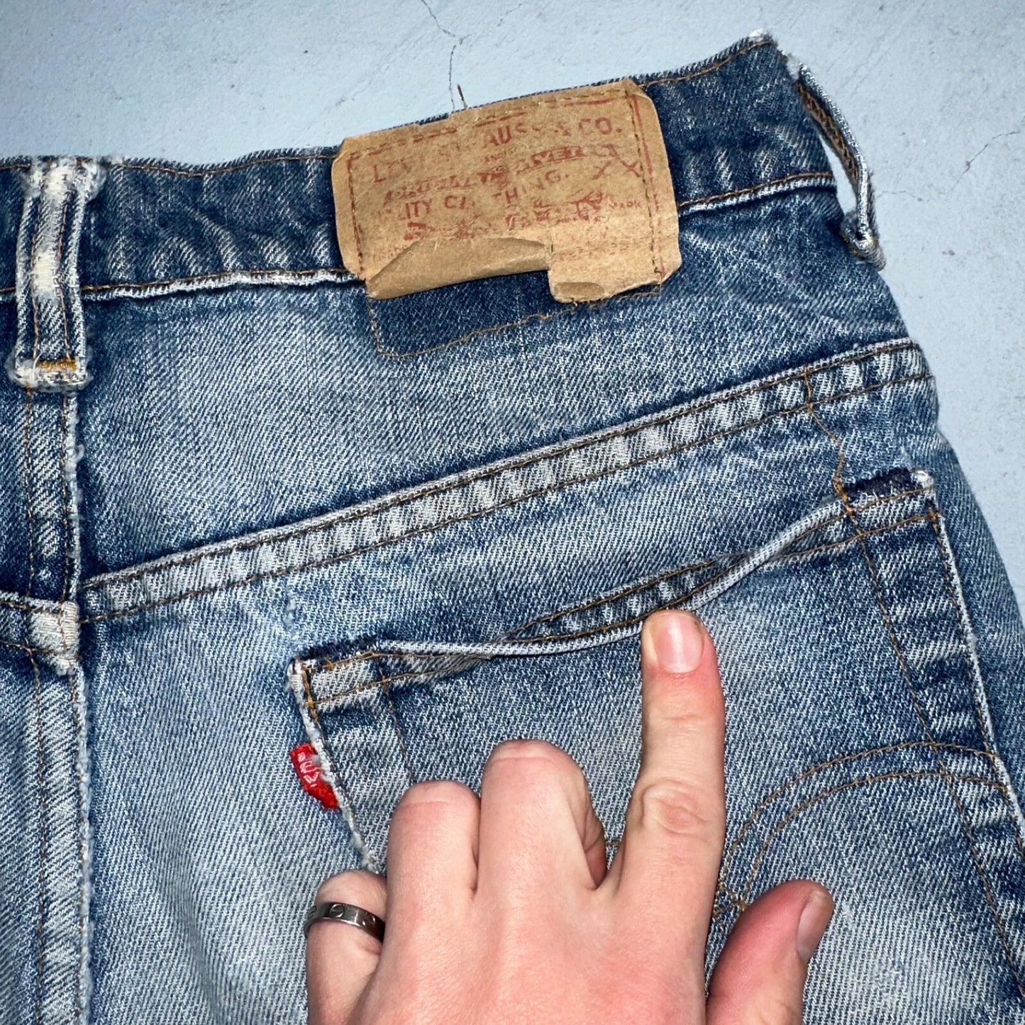 Levis 517 Vintage 70s SS USA Red Tab Bootcut Flare Blue Jeans Talon Act 29x32
