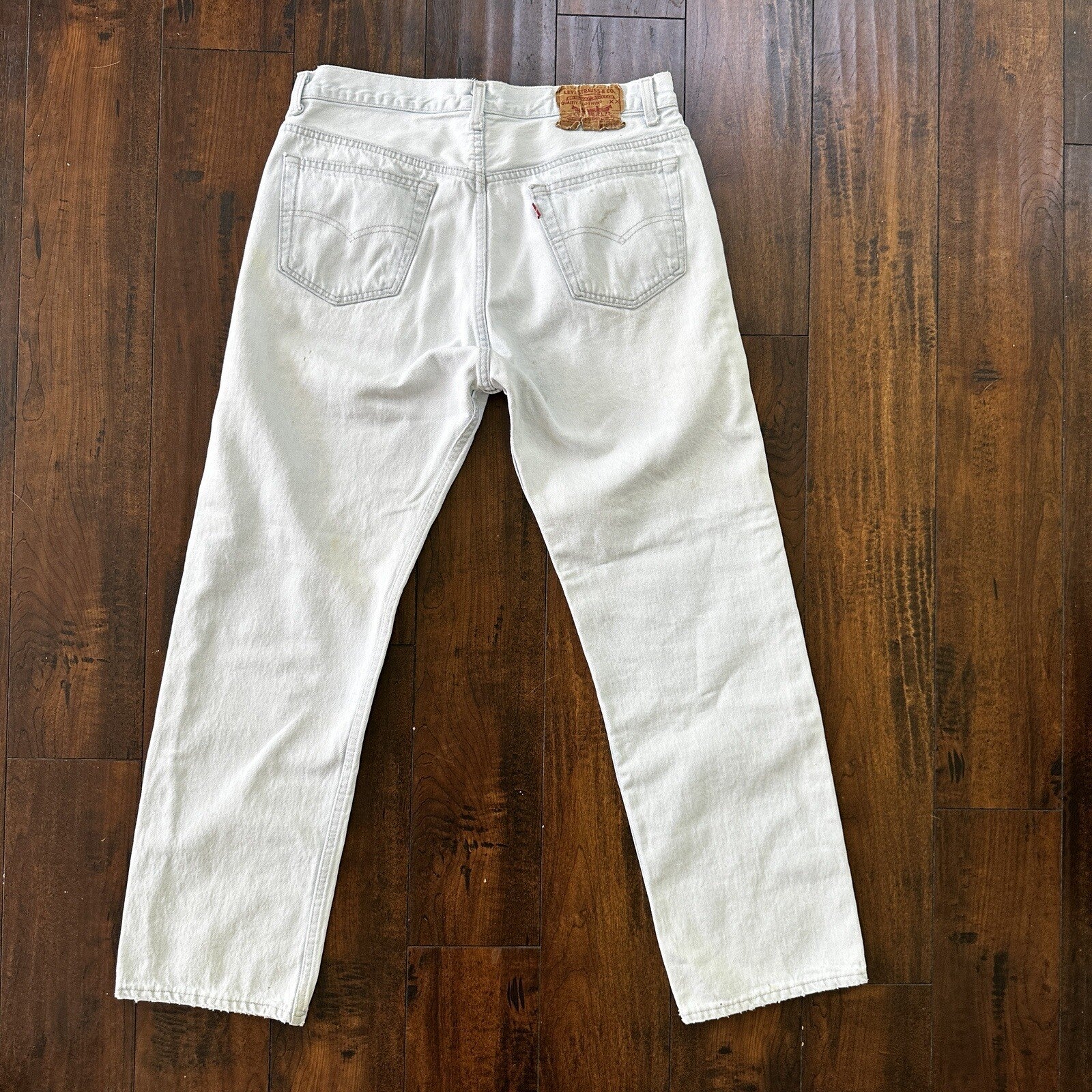 Vintage 90s Levis 501 USA 36x30 Tag Jeans 80s Blue Light Wash Act Worn 33x29