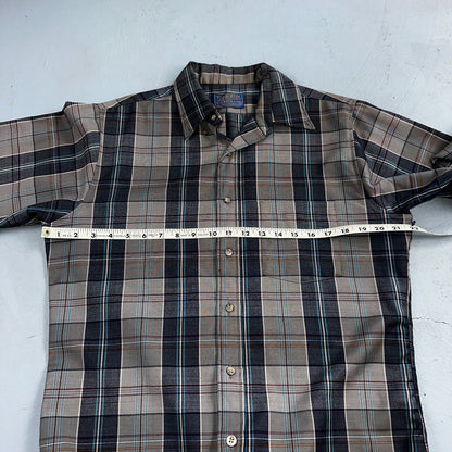 Pendleton Shirt M Blue VTG Virgin Wool Preppy Fireside 60s 70s Outdoors Mens