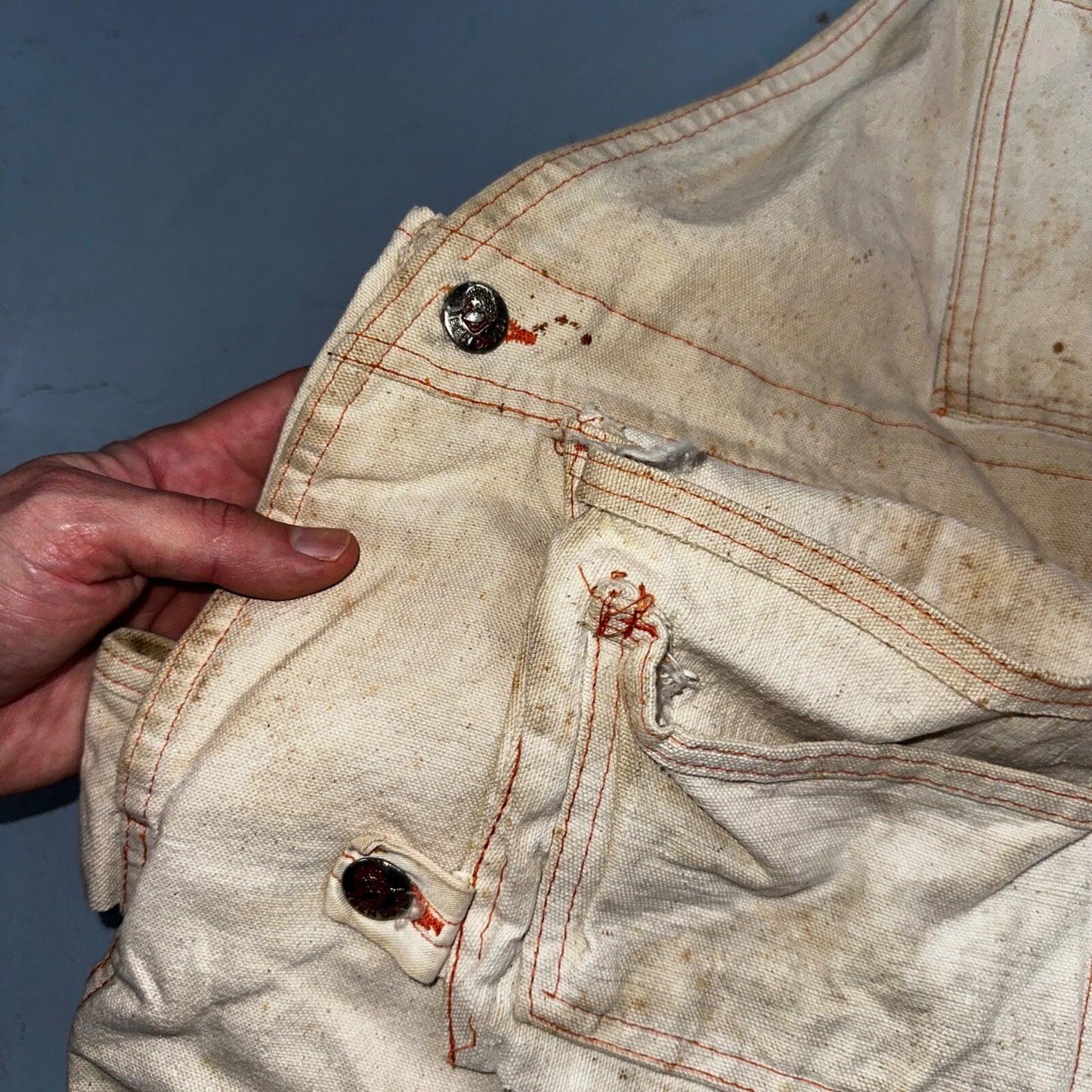 Ben Davis Vintage 60s Yellow Tag Canvas Overalls Pants Union 1960s USA Thrashed