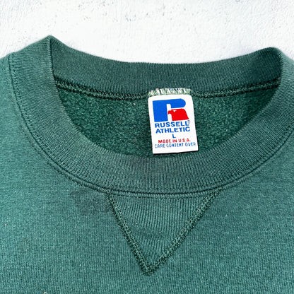 Russell Athletic USA L Sweatshirt 90s VTG Crewneck Green Basic Blank Essential