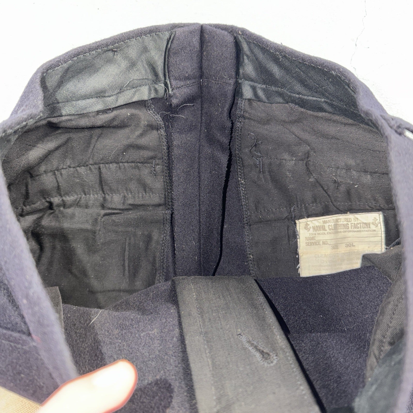 VTG 40s WWII US Naval Clothing Factory Wool Sailor Pants Navy 30L Bell Bottoms