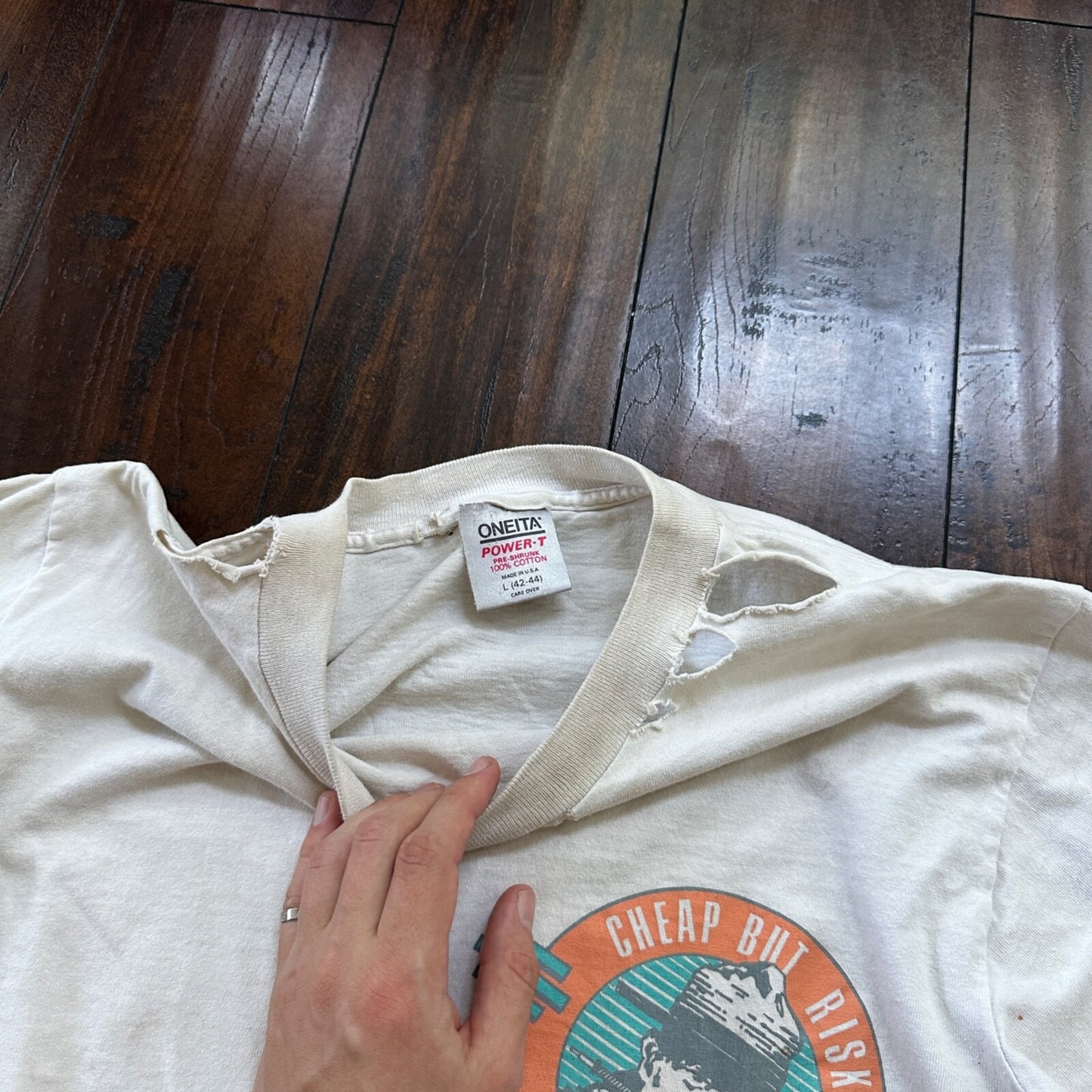 Oneita VTG T Shirt Cosmos Dil Famous River Guide Oregon Hiking Travel Funny