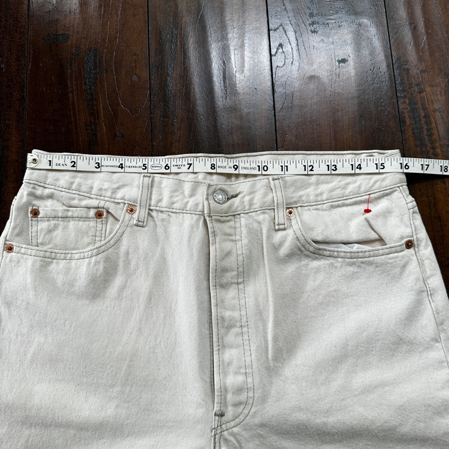 VTG 90s Levis 501 Button Fly 36x32 USA Tag Jeans Straight White XX Act 32x31