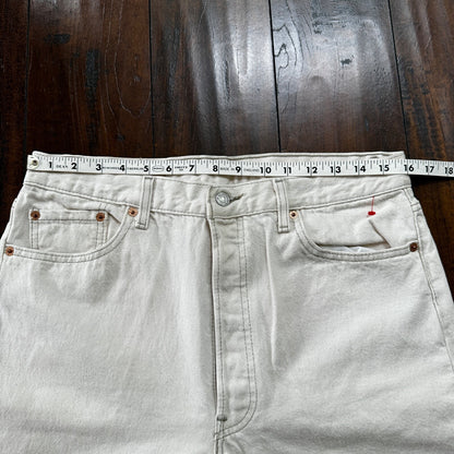 VTG 90s Levis 501 Button Fly 36x32 USA Tag Jeans Straight White XX Act 32x31