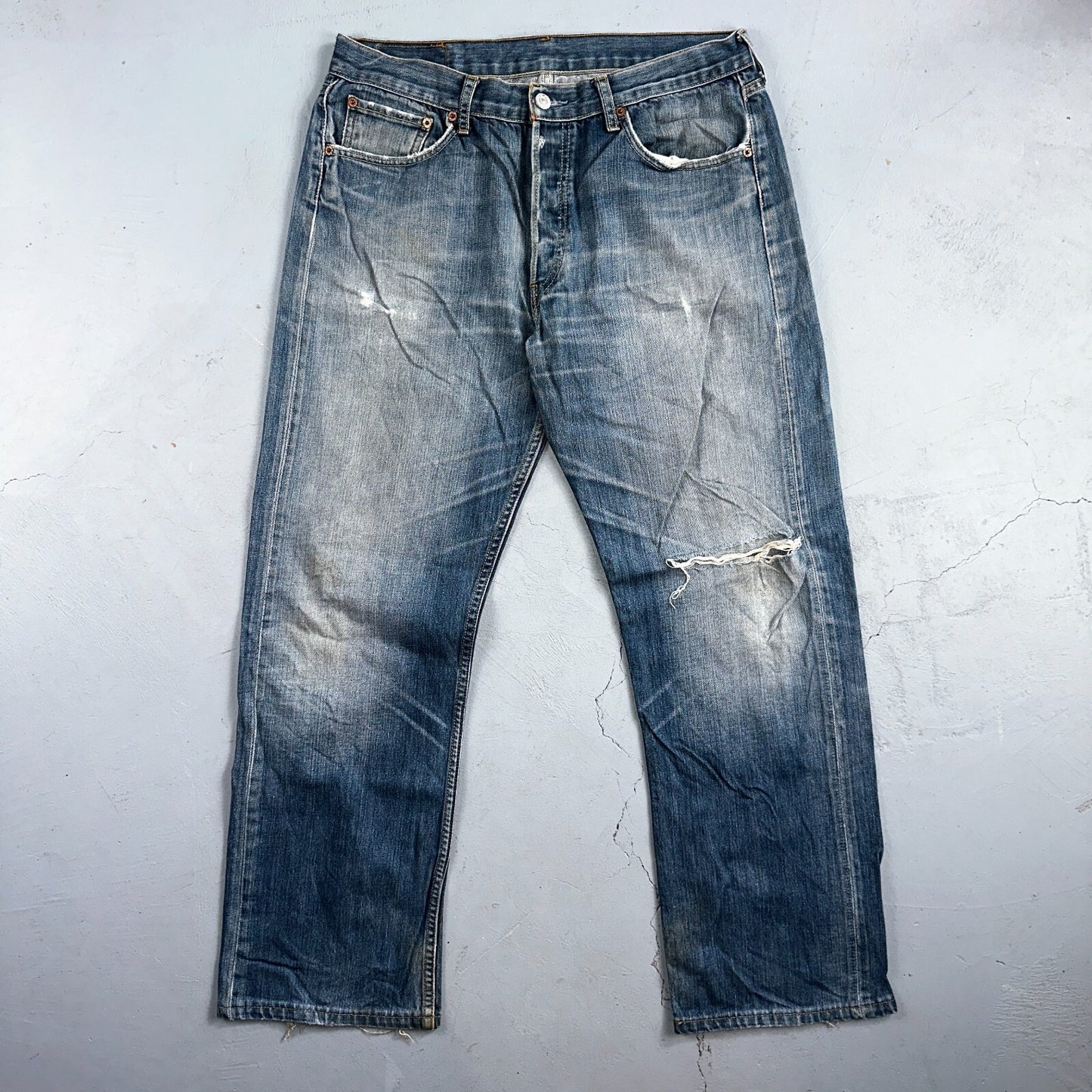 Levis 501 Vintage Y2K XX Straight Leg Jeans Blue Med Wash 34x34 Act 32x29