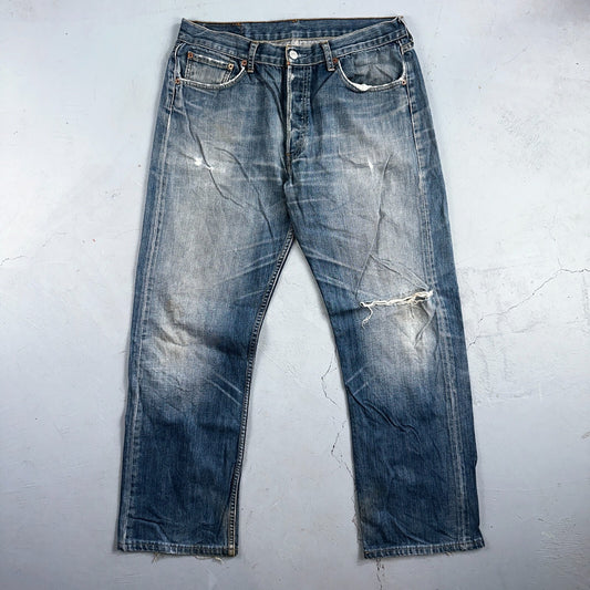 Levis 501 Vintage Y2K XX Straight Leg Jeans Blue Med Wash 34x34 Act 32x29