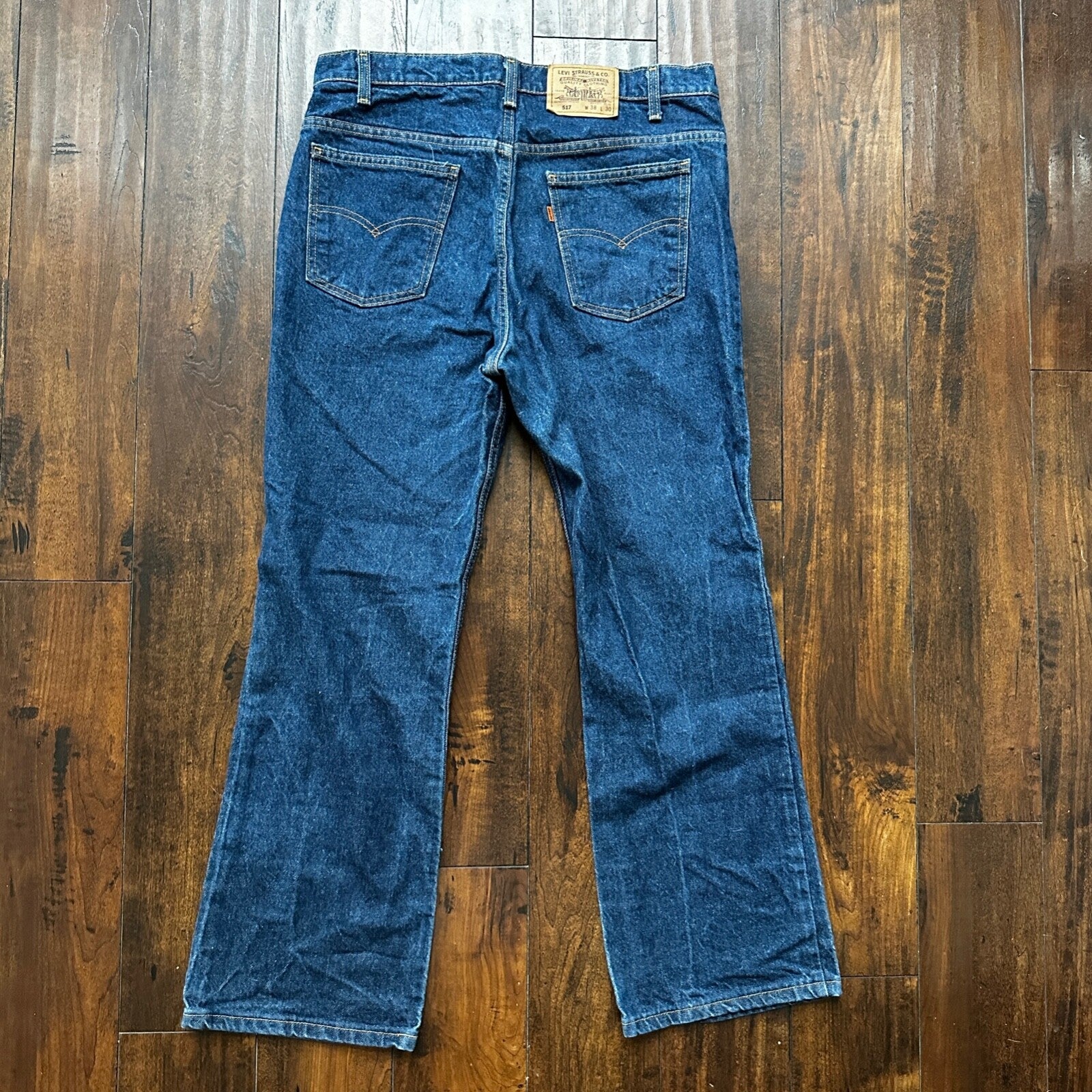 Levis 517 Vintage 90s USA Orange Tab Bootcut Flare Blue Jeans 38x30 35x29