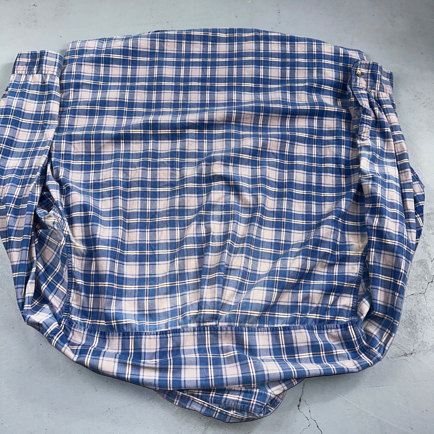 LL Bean Shirt Mens 2XL Blue Plaid Corduroy Button Down Traditional Fit VTG