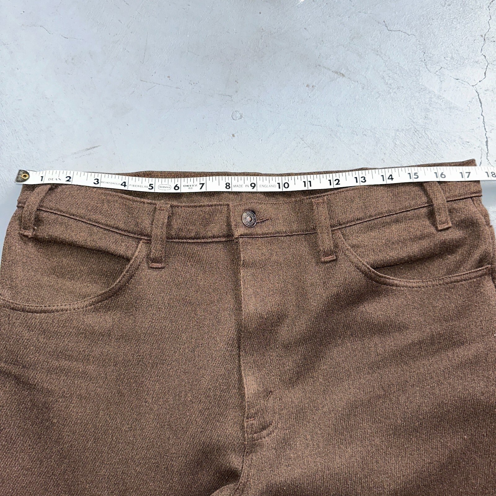 Levis 70s USA 517 36x31 Bootcut Pants Brown Polyester Slacks Vintage 35x30