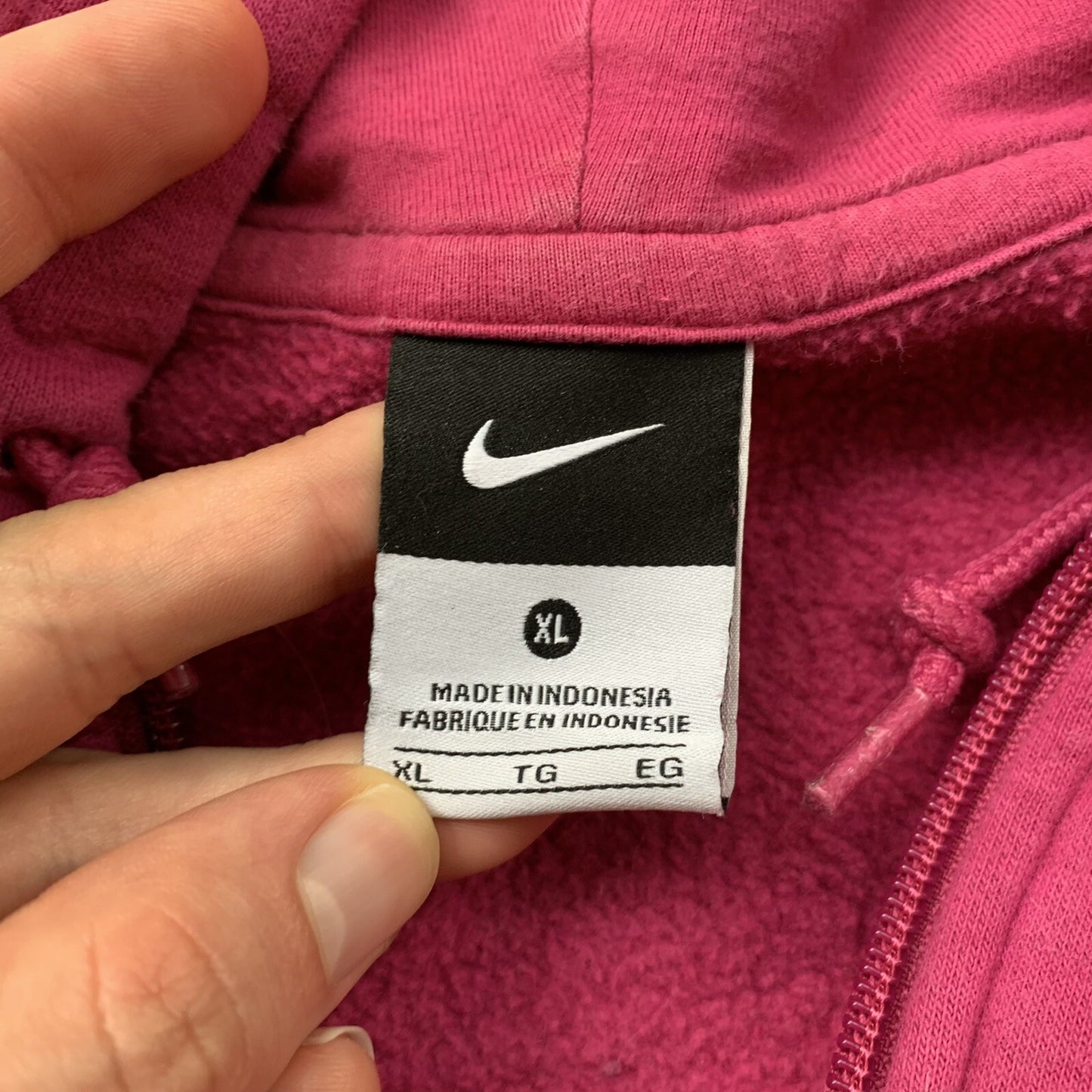 VTG Nike Girls Pink Hoodie Tonal Center Swoosh Promo Rap 90s 80s