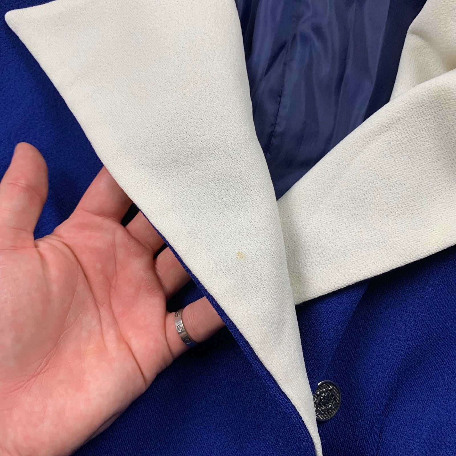 Vintage USA Rockabilly Womens Dress Jacket Blue 60s 70s Top Blazer Sanforized